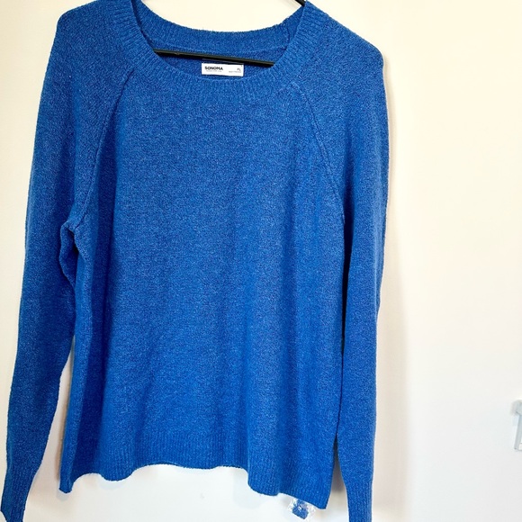 Sonoma Women's Blue Crew Neck Sweater - Size: Petite Large - Picture 4 of 6